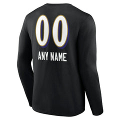 NFL Baltimore Ravens Personalized Name & Number Team Wordmark Long Sleeve T-Shirt