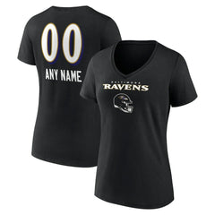 NFL Baltimore Ravens Women's Personalized Name & Number Team Wordmark V-Neck T-Shirt