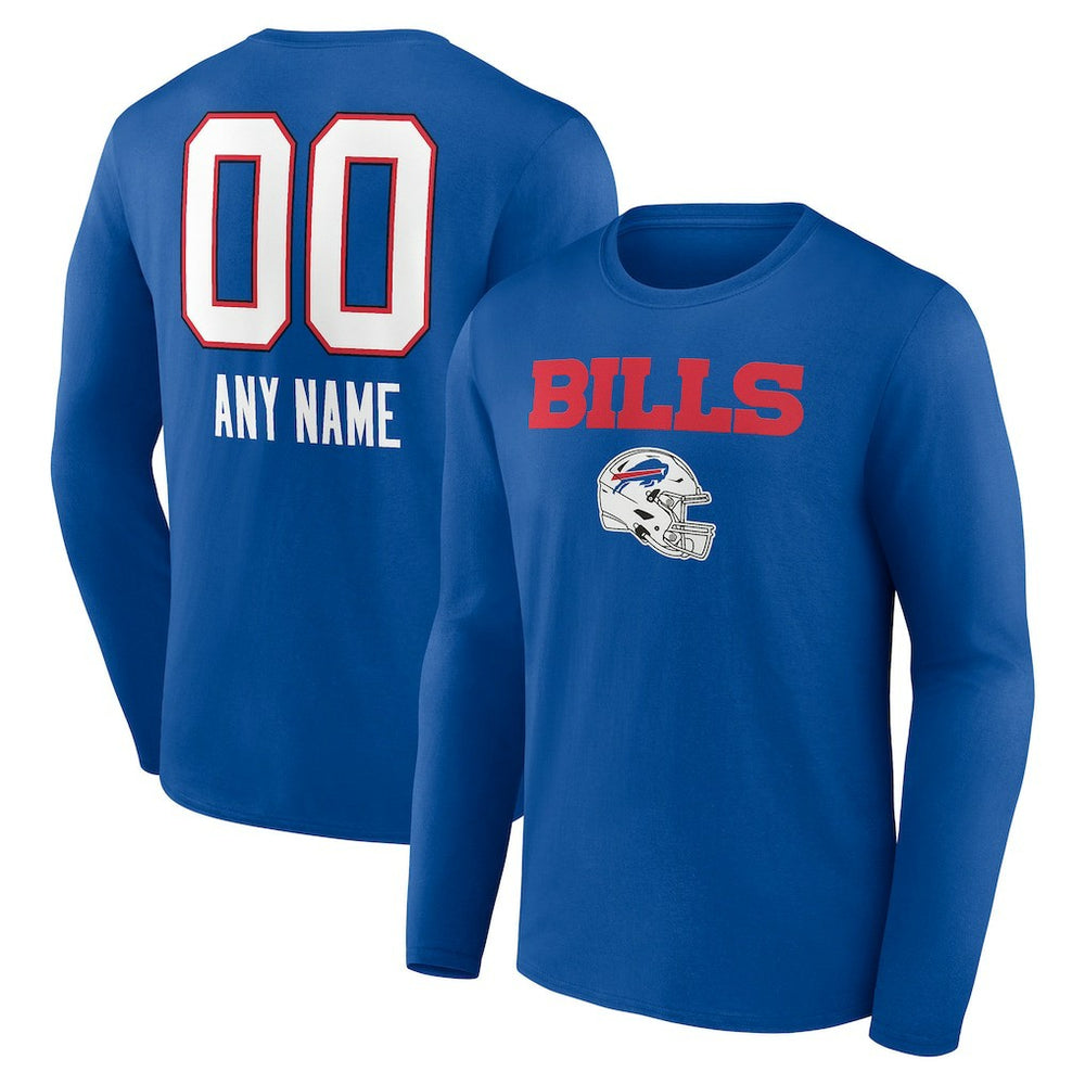 NFL Buffalo Bills Personalized Name & Number Team Wordmark Long Sleeve T-Shirt