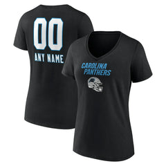 NFL Carolina Panthers Women's Personalized Name & Number Team Wordmark V-Neck T-Shirt