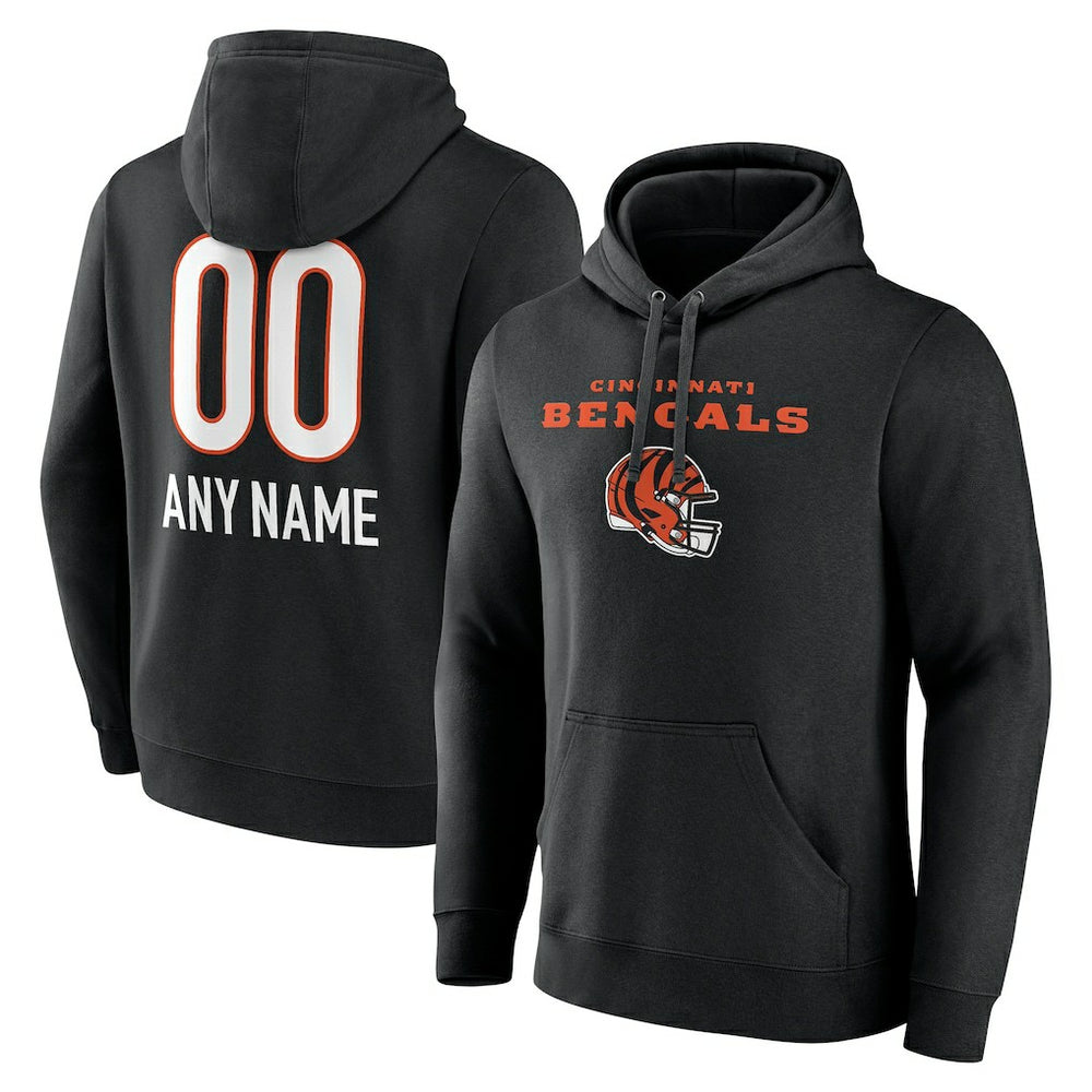 NFL Cincinnati Bengals Personalized Name & Number Team Wordmark Pullover Hoodie