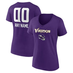 NFL Minnesota Vikings Women's Personalized Name & Number Team Wordmark V-Neck T-Shirt