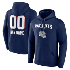 NFL New England Patriots Personalized Name & Number Team Wordmark Pullover Hoodie