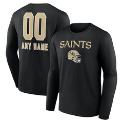 NFL New Orleans Saints Personalized Name & Number Team Wordmark Long Sleeve T-Shirt