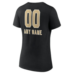 NFL New Orleans Saints Women's Personalized Name & Number Team Wordmark V-Neck T-Shirt