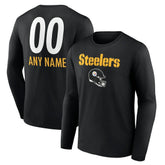 NFL Pittsburgh Steelers Personalized Name & Number Team Wordmark Long Sleeve T-Shirt