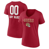 NFL San Francisco 49ers Women's Personalized Name & Number Team Wordmark V-Neck T-Shirt