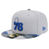 Philadelphia 76ers Active Color Camo Visor 59FIFTY Fitted Hat - Gray | New Era cheap