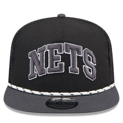 Brooklyn Nets Throwback Team Arch Golfer Snapback Hat - Black/Charcoal | New Era shop