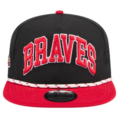 Atlanta Braves Throwback Meshback Golfer Hat - Black | New Era