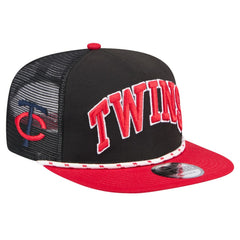 Minnesota Twins Throwback Meshback Golfer Hat - Black | New Era
