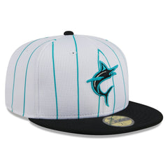 Miami Marlins 2025 Batting Practice 59FIFTY Fitted Hat - White | New Era