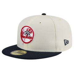 New York Yankees Top Hat Chrome 59FIFTY Fitted Hat - Cream | New Era
