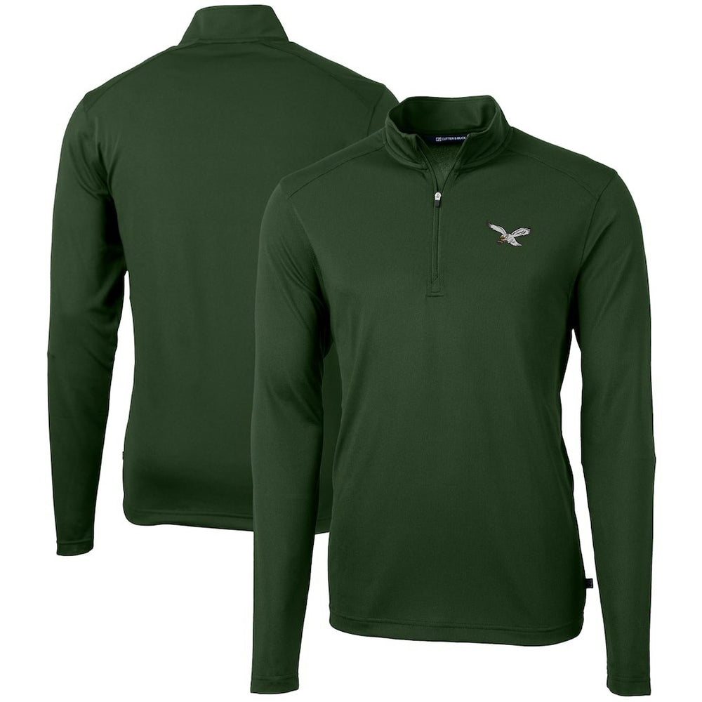 NFL Philadelphia Eagles Cutter & Buck Virtue Eco Pique Recycled Quarter-Zip Pullover