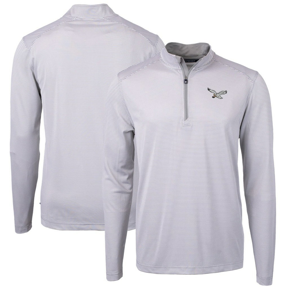 NFL Philadelphia Eagles Cutter & Buck Virtue Eco Pique Micro Stripe Recycled Quarter-Zip Pullover Top