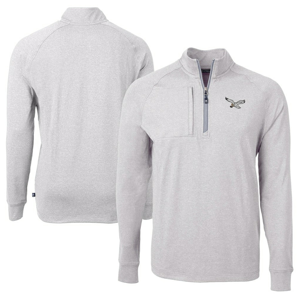 NFL Philadelphia Eagles Cutter & Buck Adapt Eco Knit Heathered Recycled Quarter-Zip Pullover