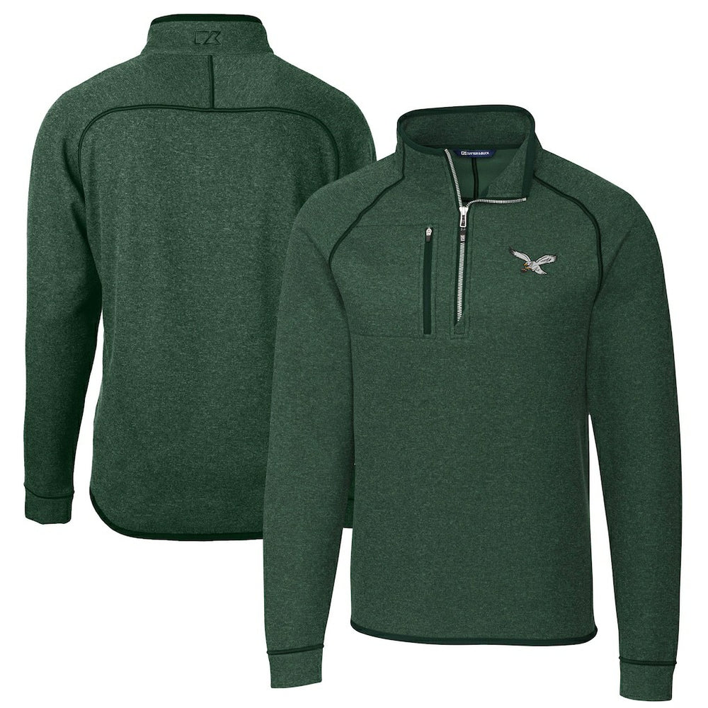 NFL Philadelphia Eagles Cutter & Buck Mainsail Sweater-Knit Half-Zip Pullover Jacket