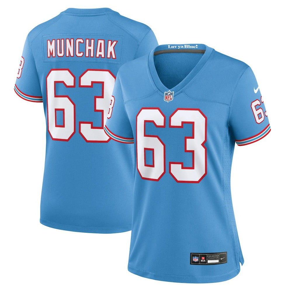 NFL Tennessee Titans Mike Munchak Women's Oilers Throwback Retired Player Game Jersey