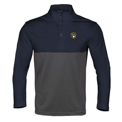 Milwaukee Brewers Levelwear Pursue Insignia 2.0 Quarter-Zip Pullover Top - Navy/Charcoal
