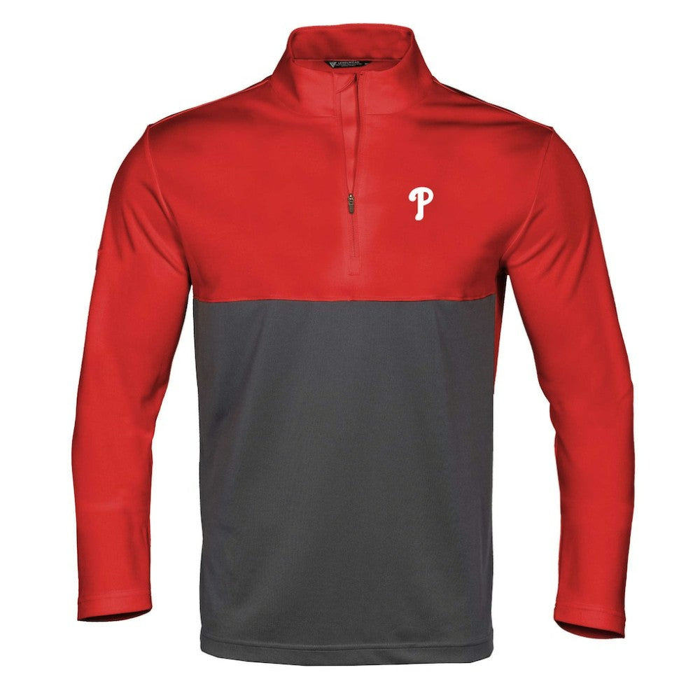 Philadelphia Phillies Levelwear Pursue Insignia 2.0 Quarter-Zip Pullover Top - Red/Charcoal