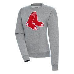 Boston Red Sox Antigua Women's Victory Chenille Pullover Sweatshirt - Heather Gray