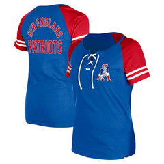 NFL New England Patriots Women's Throwback Lace-Up Raglan T-Shirt