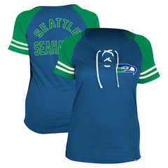 NFL Seattle Seahawks Women's Throwback Lace-Up Raglan T-Shirt