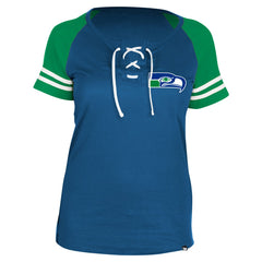 NFL Seattle Seahawks Women's Throwback Lace-Up Raglan T-Shirt