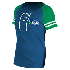 NFL Seattle Seahawks Women's Throwback Lace-Up Raglan T-Shirt