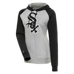 Chicago White Sox Antigua Women's Victory Raglan Sleeve Pullover Hoodie - Heather Gray/Black
