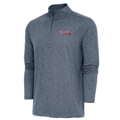 Atlanta Braves Antigua Hunk Quarter-Zip Pullover Top - Heather Navy