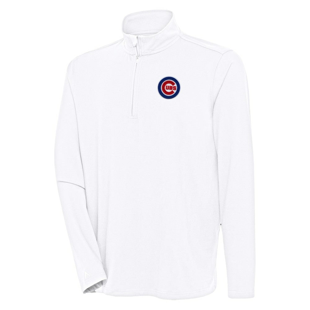 Chicago Cubs Antigua Hunk Quarter-Zip Pullover Top - White