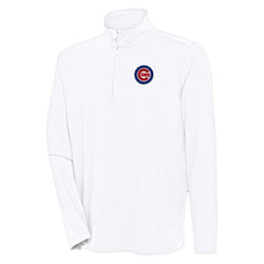 Chicago Cubs Antigua Hunk Quarter-Zip Pullover Top - White