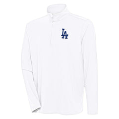Los Angeles Dodgers Antigua Hunk Quarter-Zip Pullover Top - White