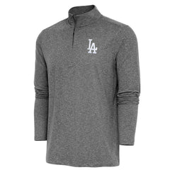 Los Angeles Dodgers Antigua Hunk Quarter-Zip Pullover Top - Heather Black