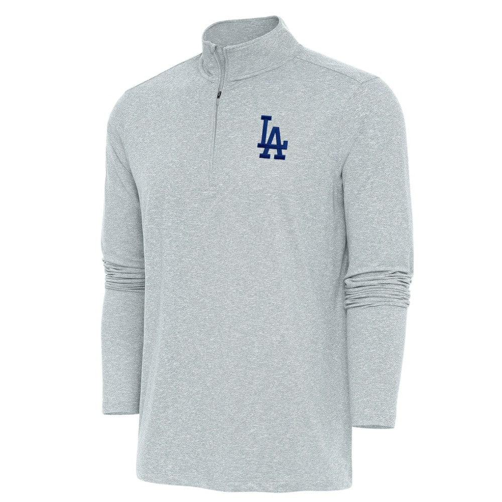 Los Angeles Dodgers Antigua Hunk Quarter-Zip Pullover Top - Heather Gray
