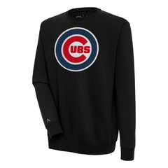 Chicago Cubs Antigua Victory Crewneck Chenille Pullover Sweatshirt - Black