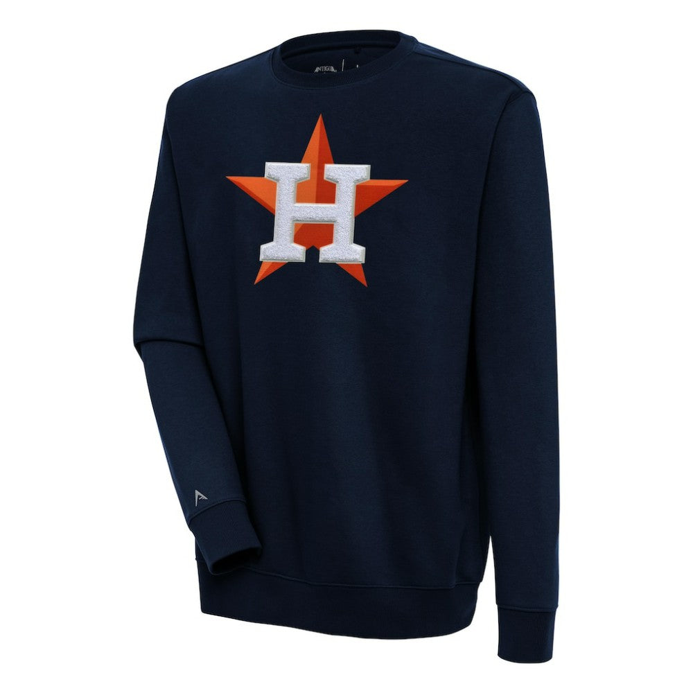 Houston Astros Antigua Victory Crewneck Chenille Pullover Sweatshirt - Navy