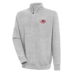 Cincinnati Reds Antigua Victory Quarter-Zip Pullover Top - Heather Gray