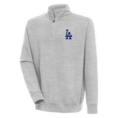 Los Angeles Dodgers Antigua Victory Quarter-Zip Pullover Top - Heather Gray