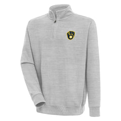 Milwaukee Brewers Antigua Victory Quarter-Zip Pullover Top - Heather Gray