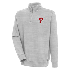 Philadelphia Phillies Antigua Victory Quarter-Zip Pullover Top - Heather Gray