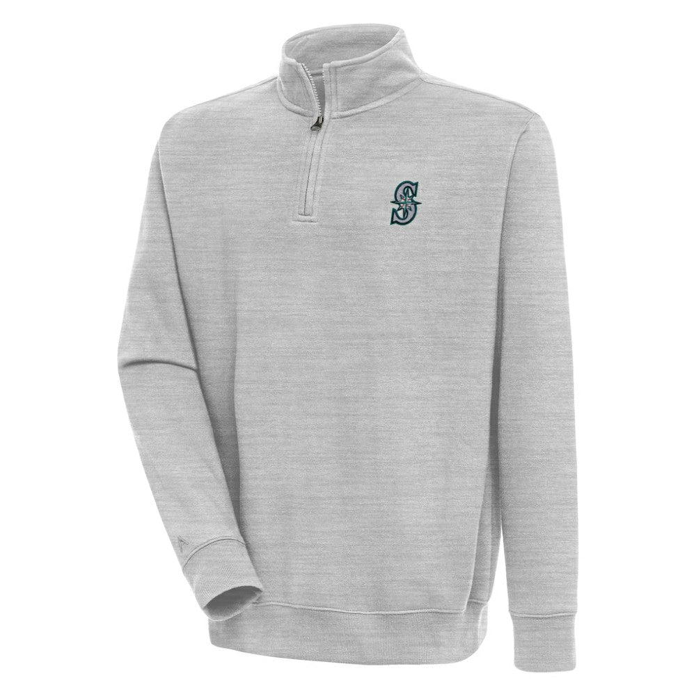 Seattle Mariners Antigua Victory Quarter-Zip Pullover Top - Heather Gray