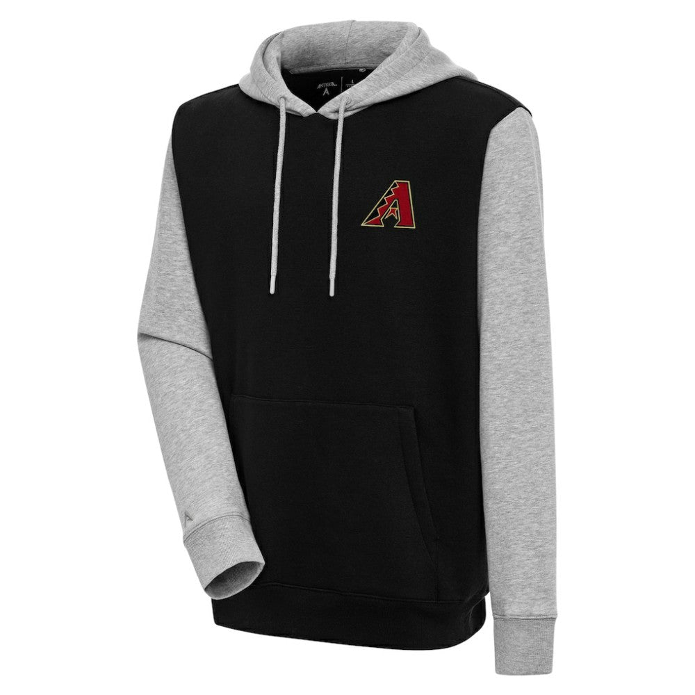 Arizona Diamondbacks Antigua Victory Pullover Hoodie - Black/Heather Gray