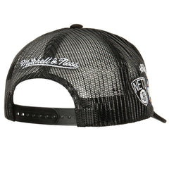 Brooklyn Nets Times Up Classic Script Cord Trucker Hat - Black | Mitchell & Ness on sale