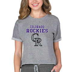Colorado Rockies Concepts Sport Women's Tri-Blend Mainstream Terry Short Sleeve Sweatshirt Top - Gray