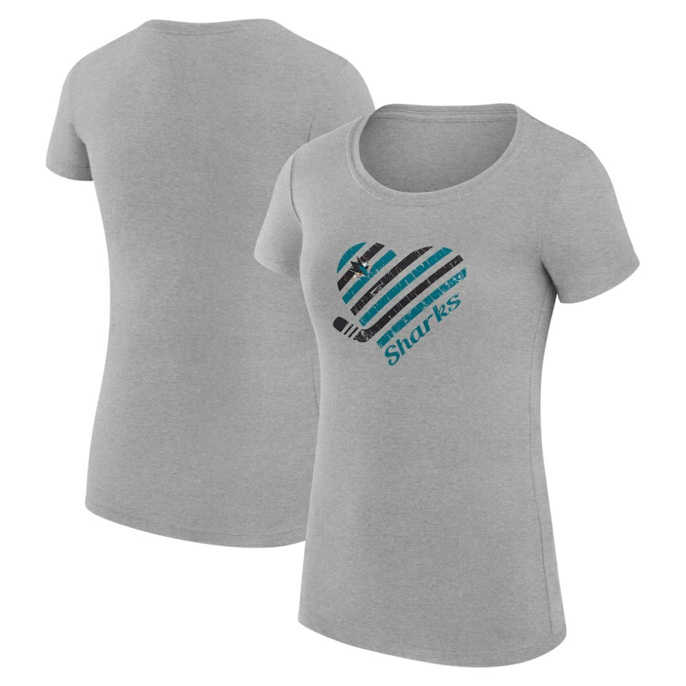 San Jose Sharks G-III 4Her by Carl Banks Women's Super-Slim Fit Lightweight Heart T-Shirt