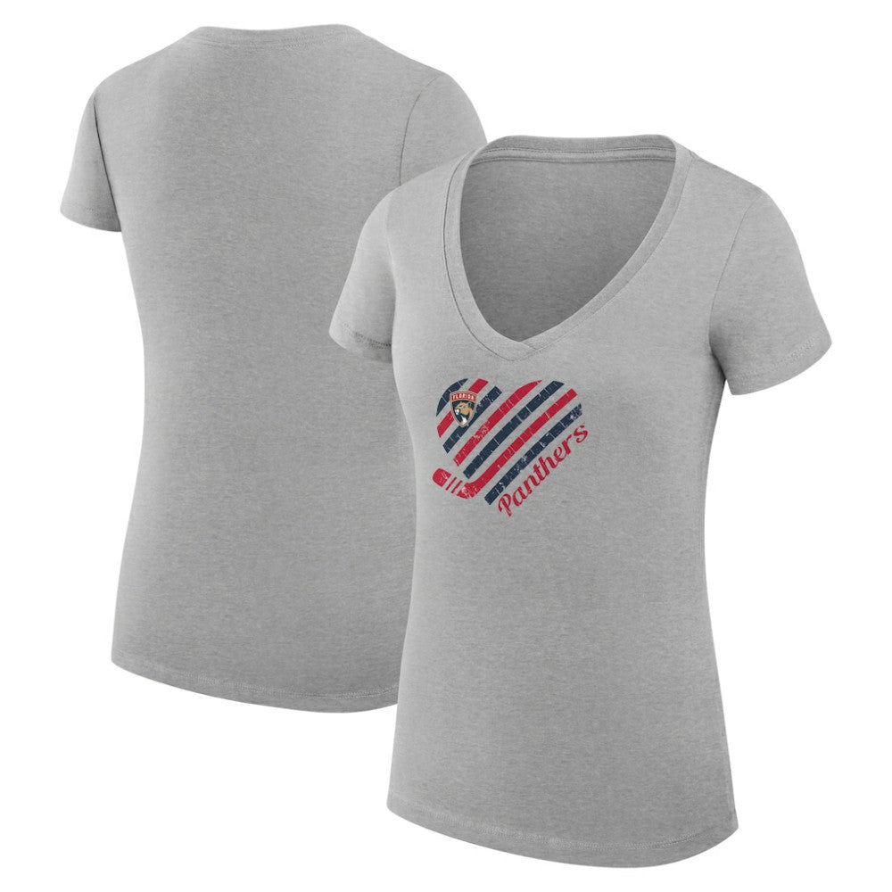 Florida Panthers G-III 4Her by Carl Banks Women's Super-Slim Fit Lightweight Heart V-Neck T-Shirt