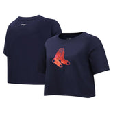 Boston Red Sox Pro Standard Women's Painted Sky Boxy Cropped T-Shirt - Navy