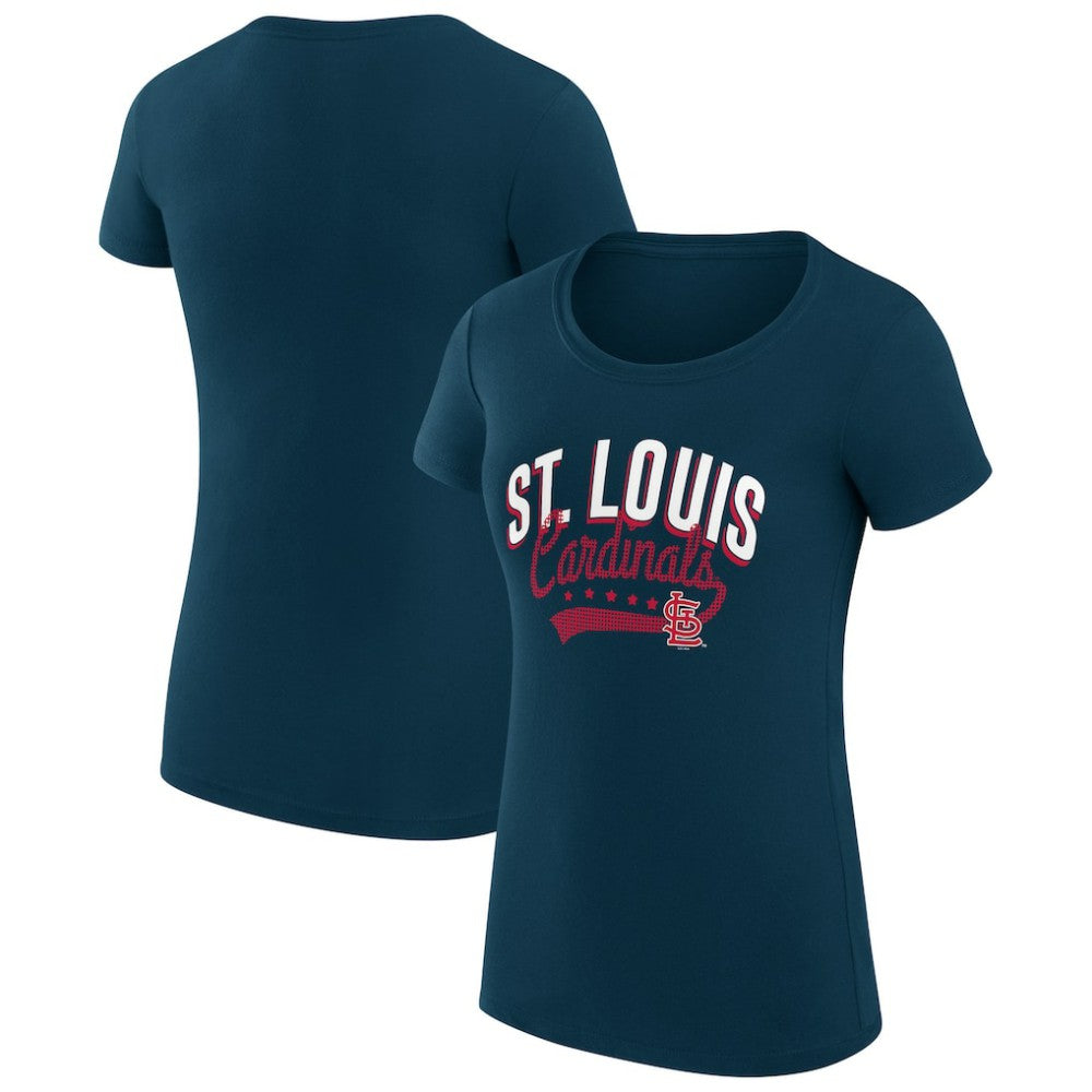 St. Louis Cardinals G-III 4Her by Carl Banks Women's Super-Slim Fit Lightweight Filigree Team T-Shirt - Navy